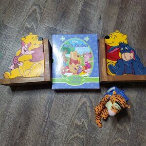 Winnie The Pooh Book Ends Book Set and Mini Tigger Plush Book Bundle